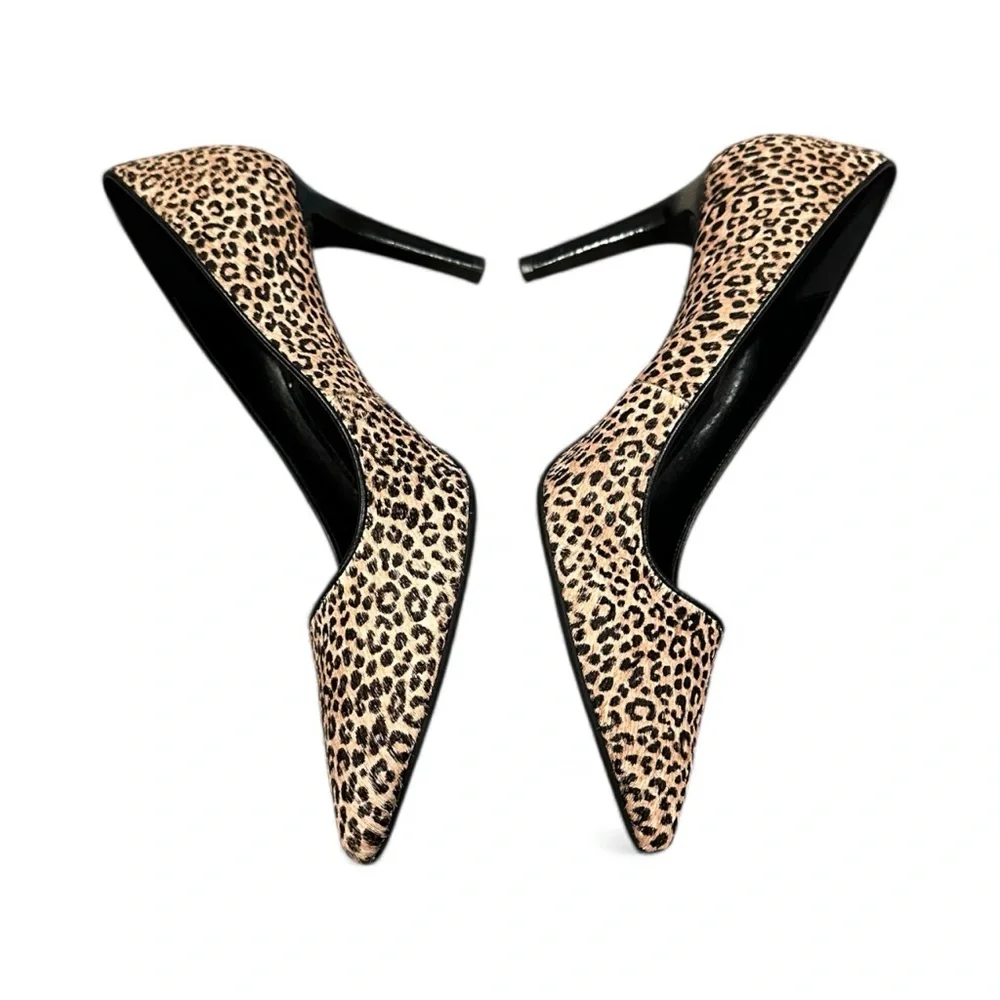 Michael Kors Dorothy Flex Pointed Toe Leopard Print Calf Hair Heels Size 9 - Picture 3 of 10